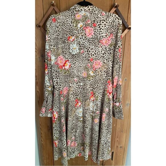 Nanette Lepore leopard floral print long sleeve flared dress - Picture 2 of 12